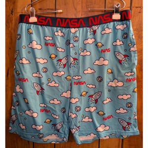 Mad Engine Big Mens Pajama Sleep Shorts Nasa Rocket Man Plus Size 2XL 44-46 XX